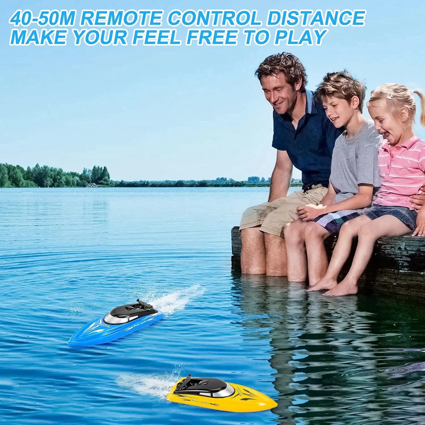 2 Pack RC Boat Remote Control Boats, 2.4 GHz RC Boat with 6 Rechargeable Batteries for Kids and Adult, Pool Toys
