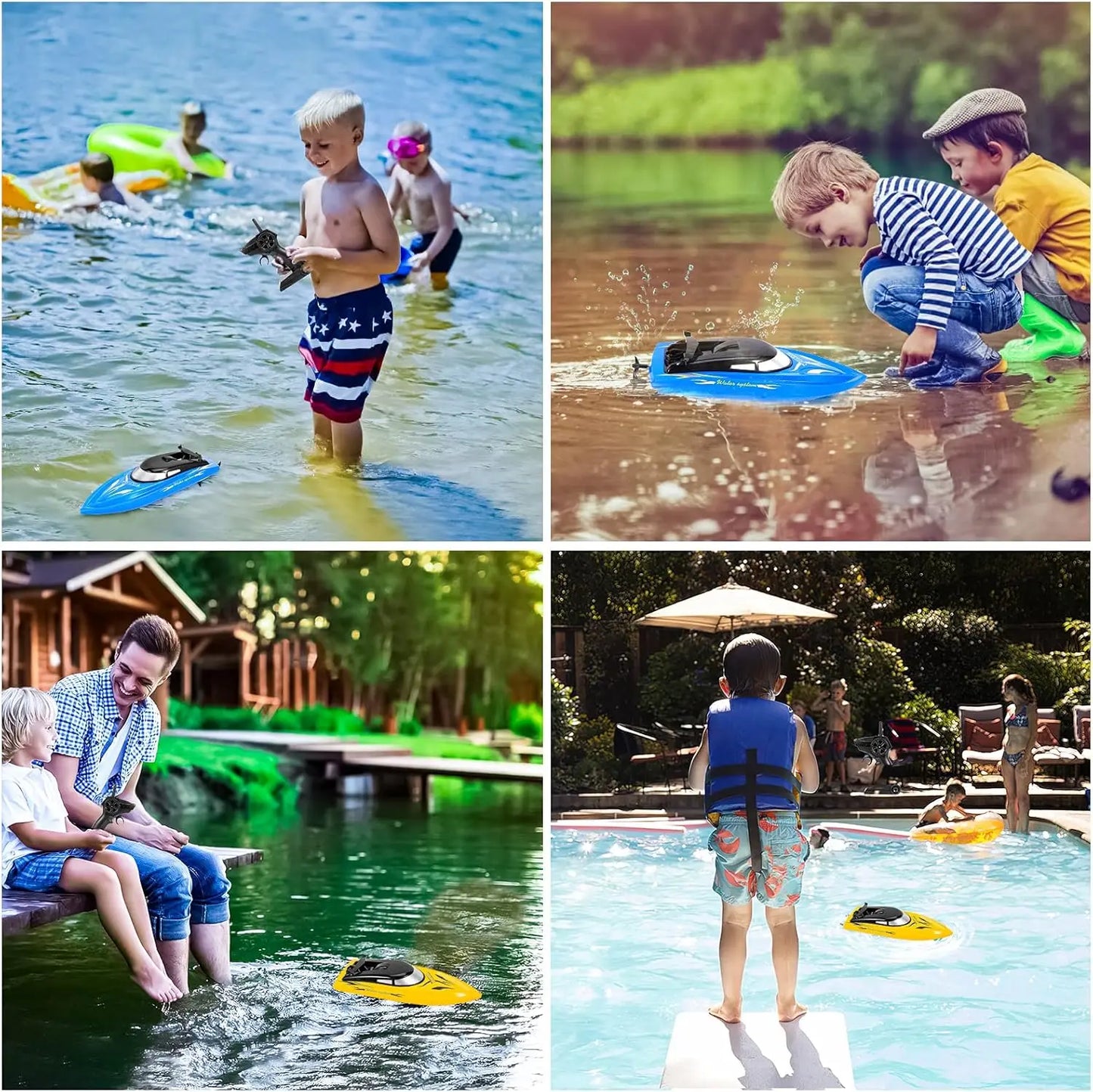 2 Pack RC Boat Remote Control Boats, 2.4 GHz RC Boat with 6 Rechargeable Batteries for Kids and Adult, Pool Toys