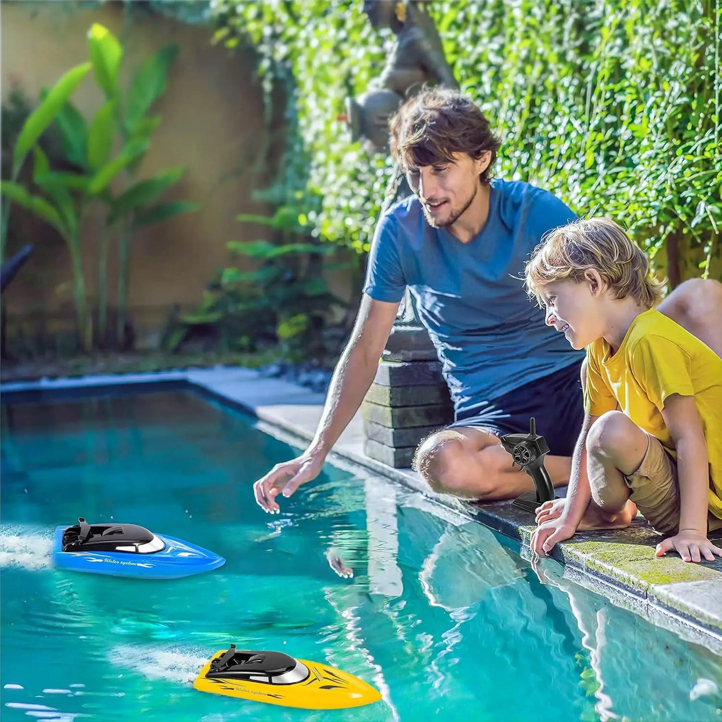 2 Pack RC Boat Remote Control Boats, 2.4 GHz RC Boat with 6 Rechargeable Batteries for Kids and Adult, Pool Toys