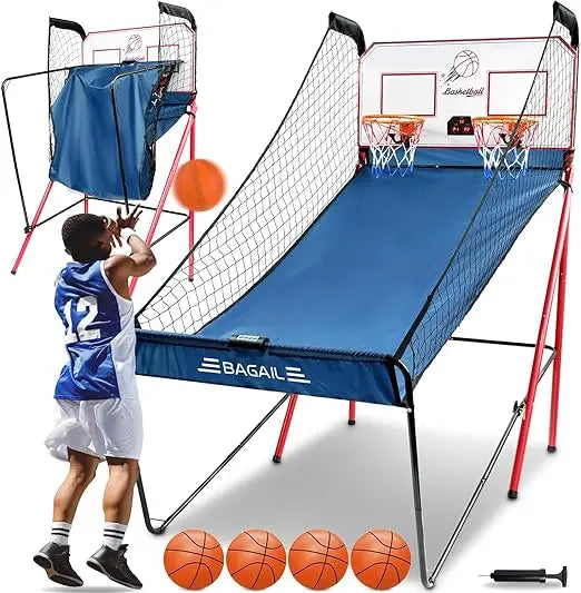 Basketball Arcade Game, Electronic Basketball Shooting Game with 8 Game Modes, Arcade Sounds, Foldable Frame, 4 Balls, In