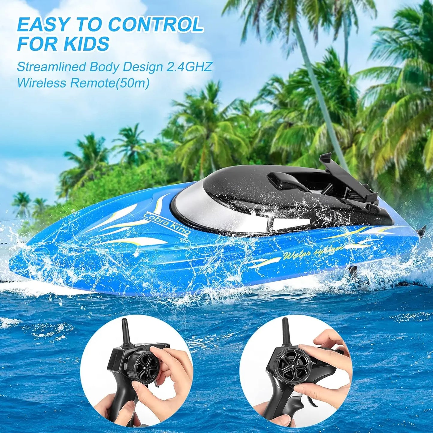 2 Pack RC Boat Remote Control Boats, 2.4 GHz RC Boat with 6 Rechargeable Batteries for Kids and Adult, Pool Toys