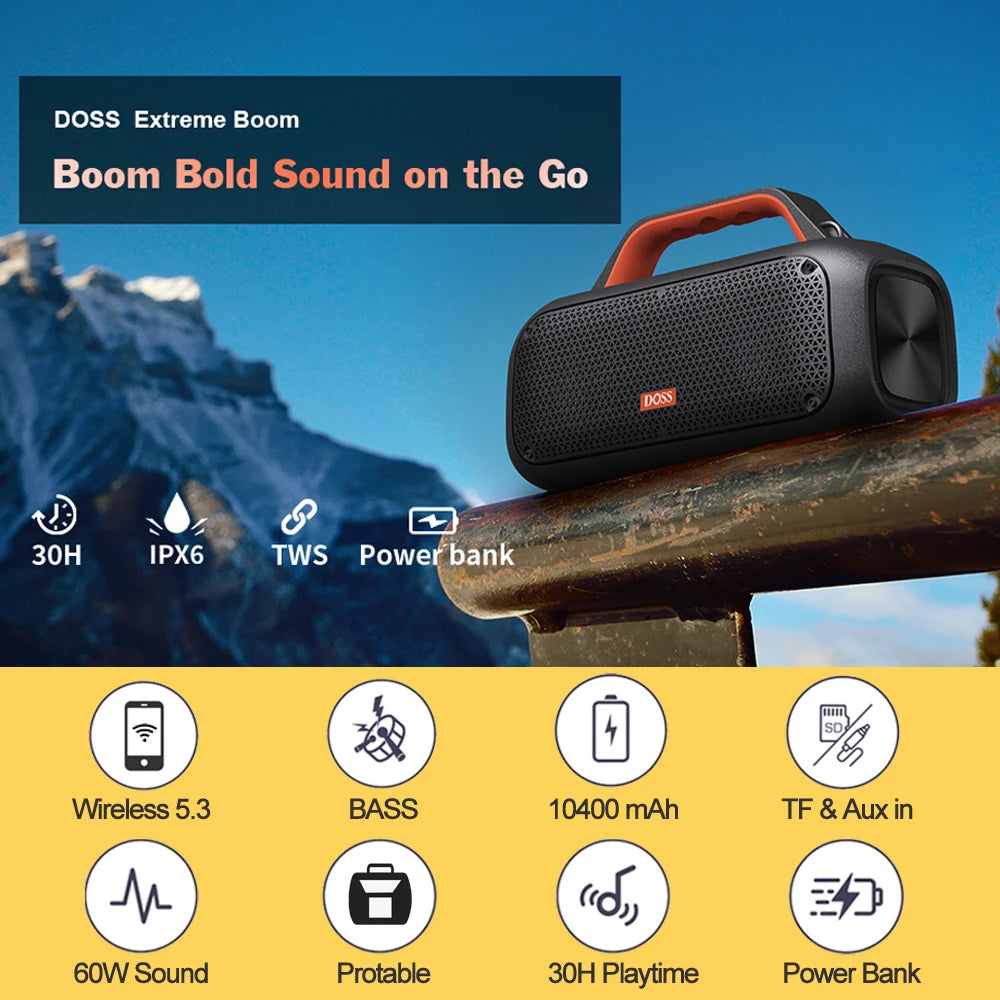 DOSS Outdoor Portable Waterproof Bluetooth Speaker