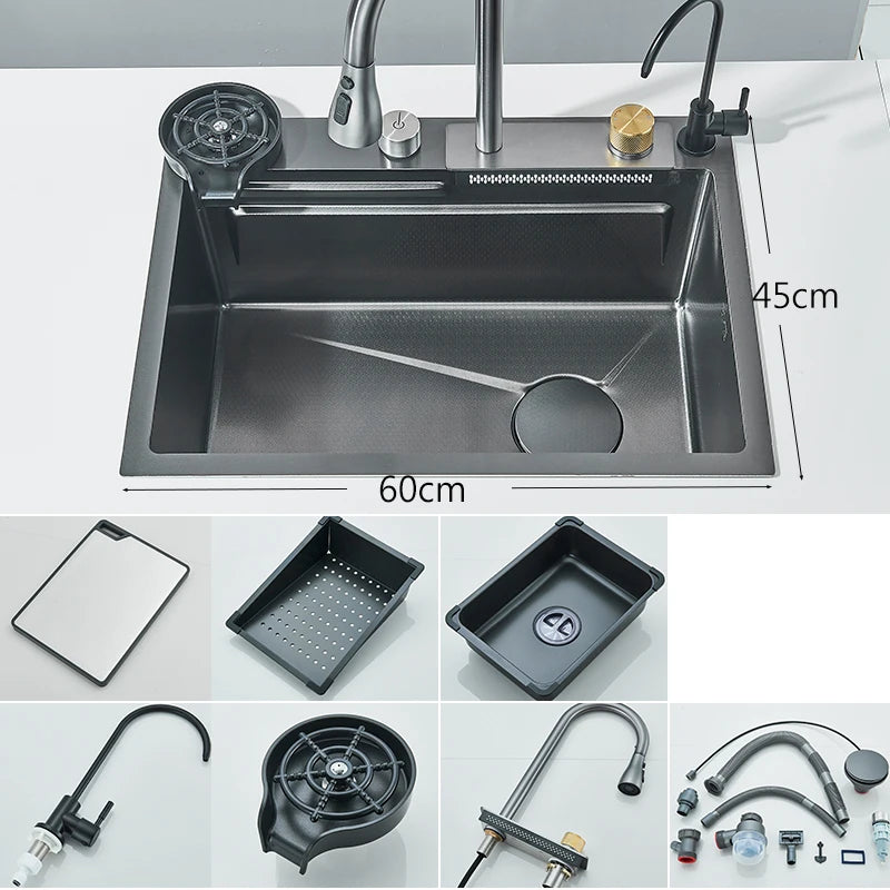 Stainless Steel Waterfall Kitchen Sink