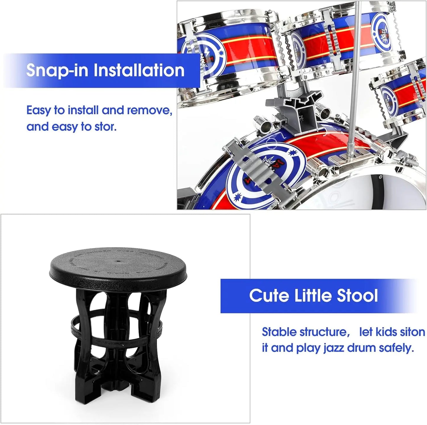 Mini Jazz Drum Set for Kids with LED Lights