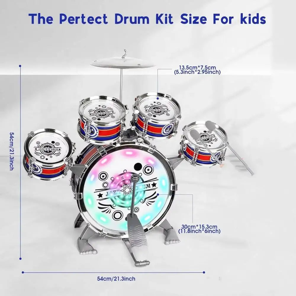 Mini Jazz Drum Set for Kids with LED Lights