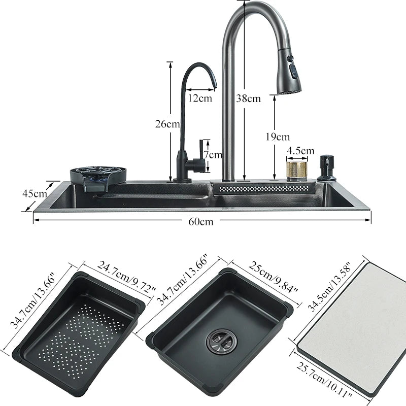 Stainless Steel Waterfall Kitchen Sink