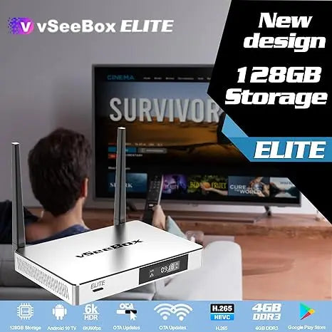 SeeBox Elite Android TV Box – 4GB RAM, 128GB Storage, Voice Control