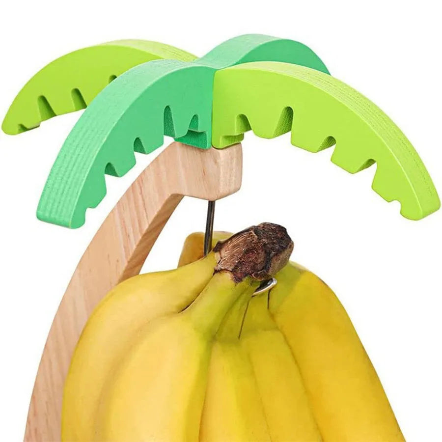 Bamboo Banana Holder with Stainless Steel Hook