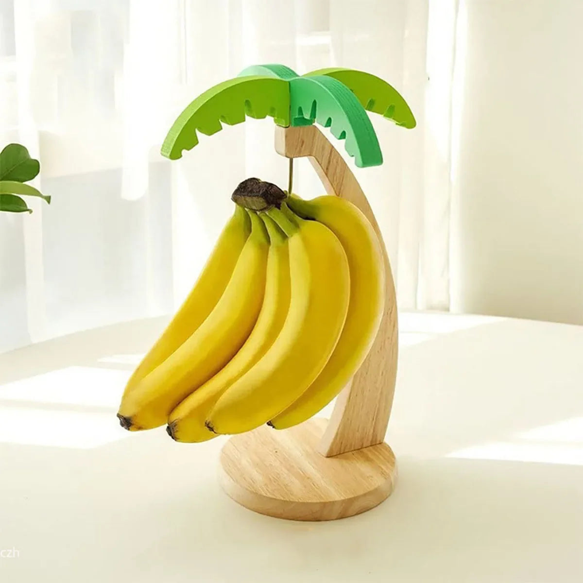 Bamboo Banana Holder with Stainless Steel Hook