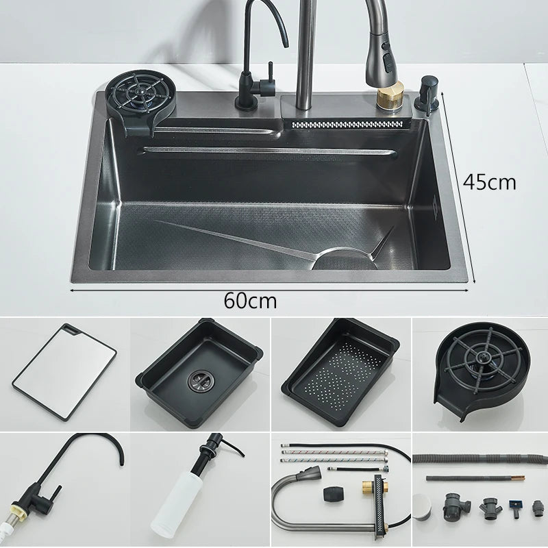 Stainless Steel Waterfall Kitchen Sink