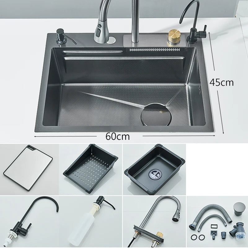 Stainless Steel Waterfall Kitchen Sink