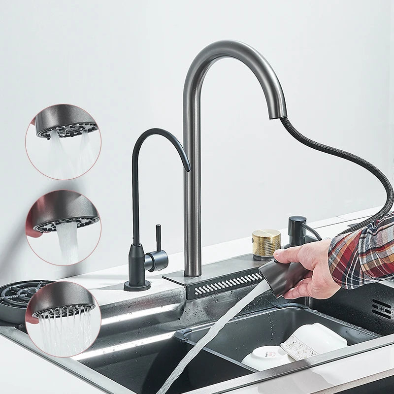 Stainless Steel Waterfall Kitchen Sink