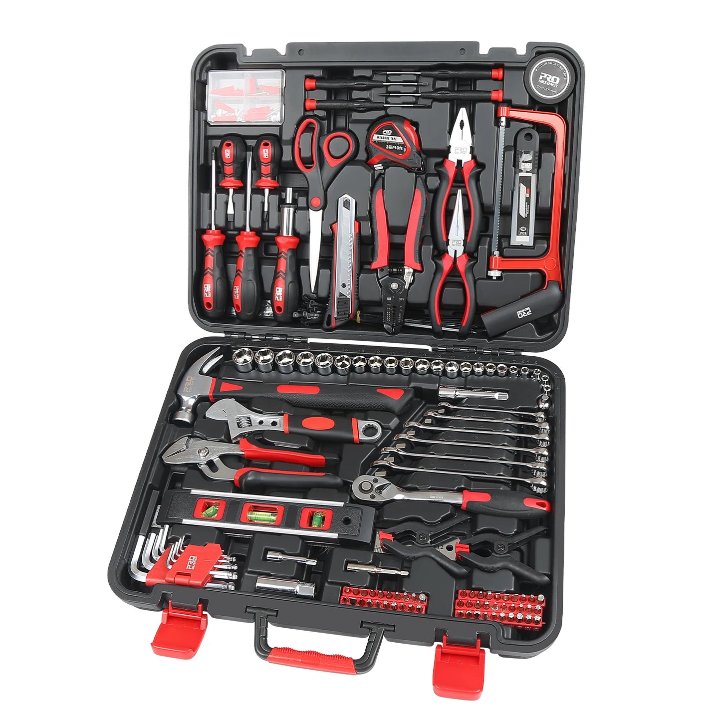 259-Piece Tool Kit, General Household Hand Tool Set with Plastic Storage Toolbox, Portable Complete Repair Tool Box for Home and