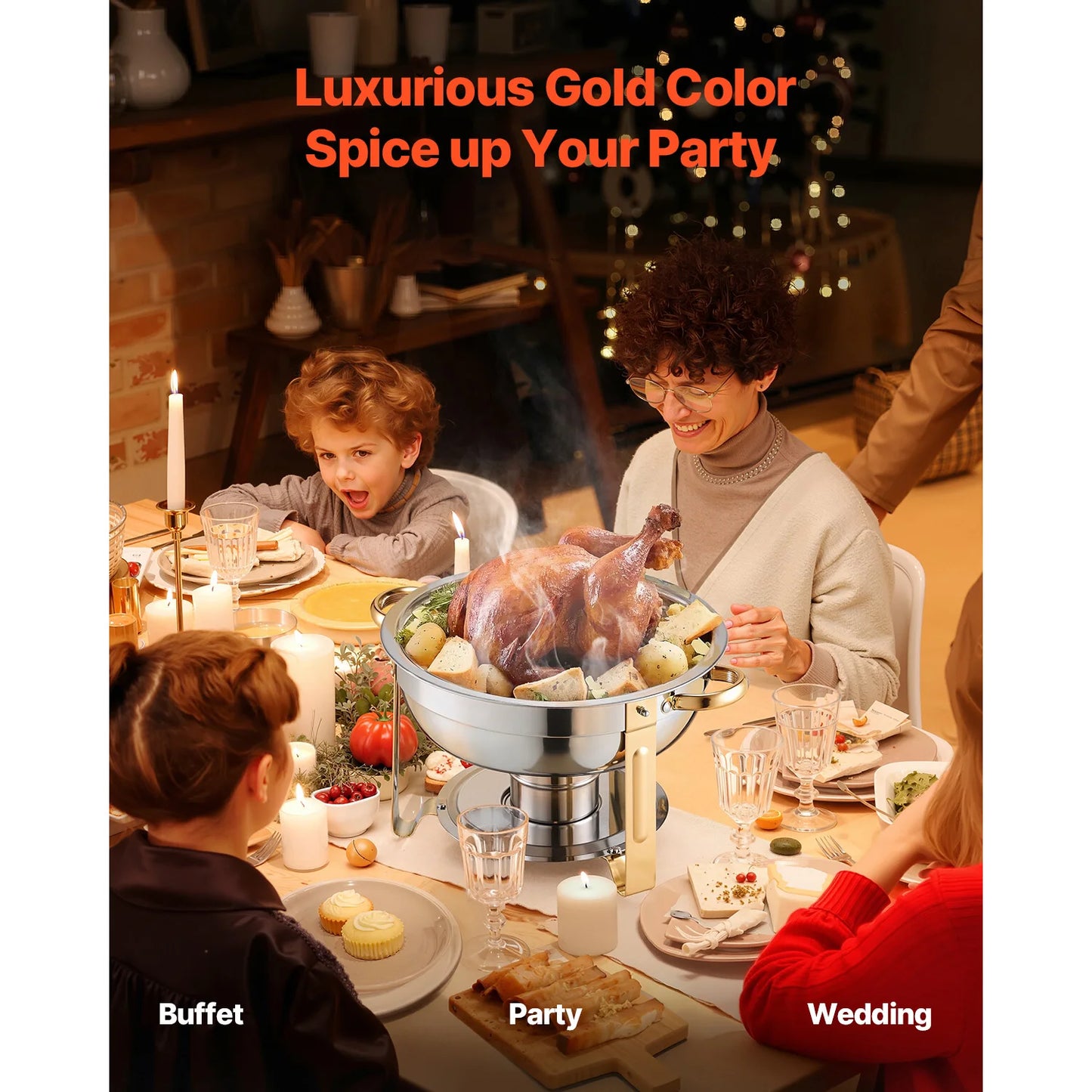 Gold Stainless Steel Chafing Dish – 5QT Buffet Server