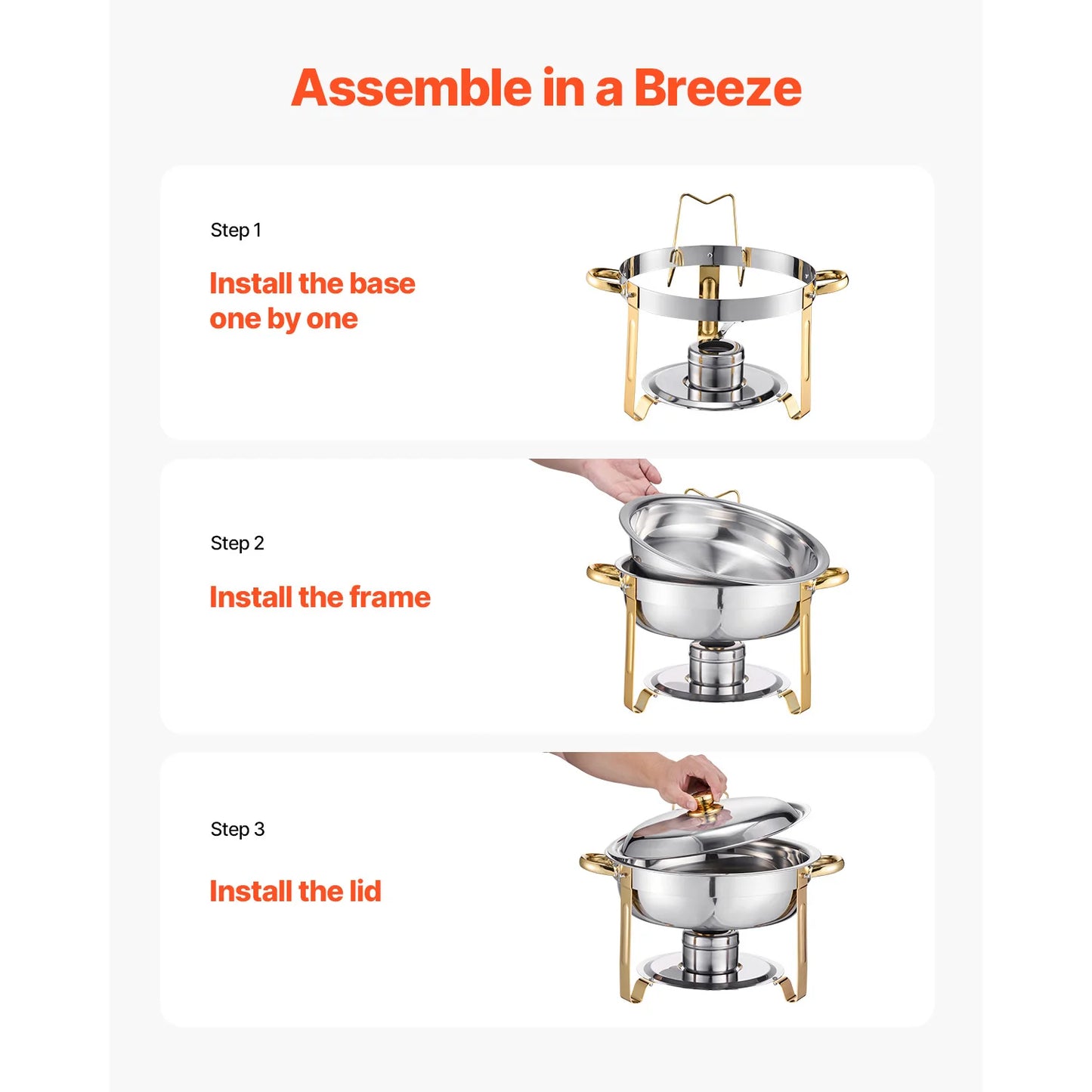 Gold Stainless Steel Chafing Dish – 5QT Buffet Server