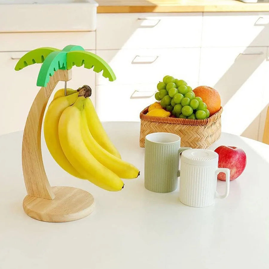 Bamboo Banana Holder with Stainless Steel Hook
