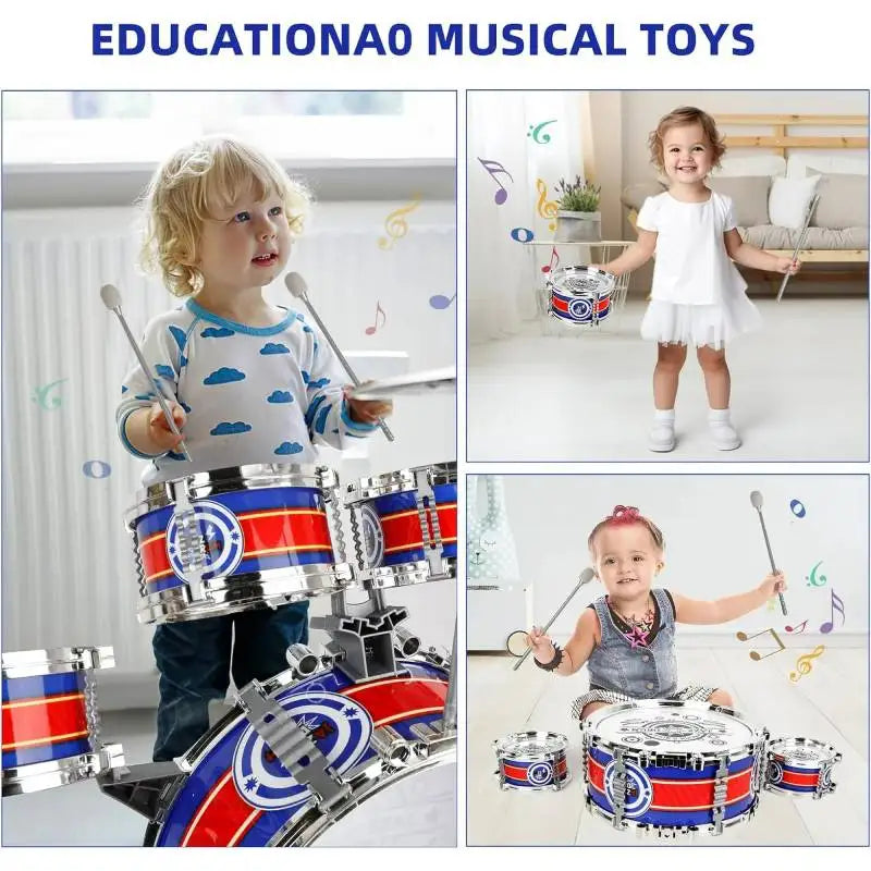 Mini Jazz Drum Set for Kids with LED Lights