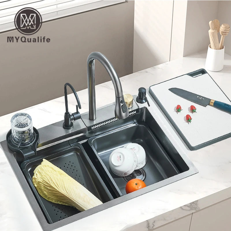 Stainless Steel Waterfall Kitchen Sink