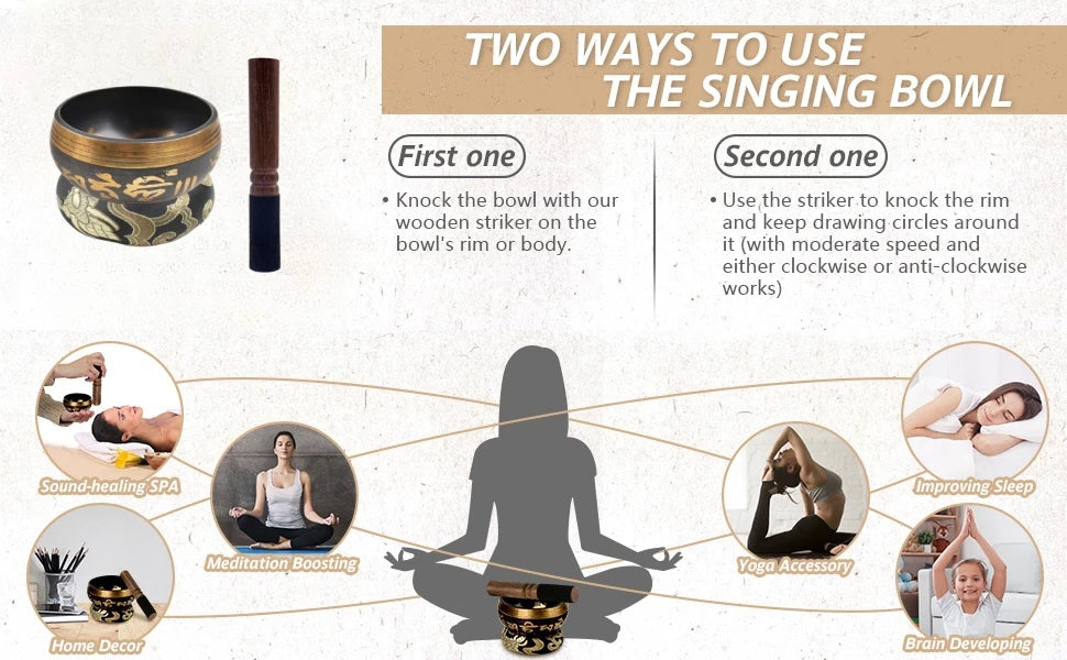 Handmade Tibetan Singing Bowl Set